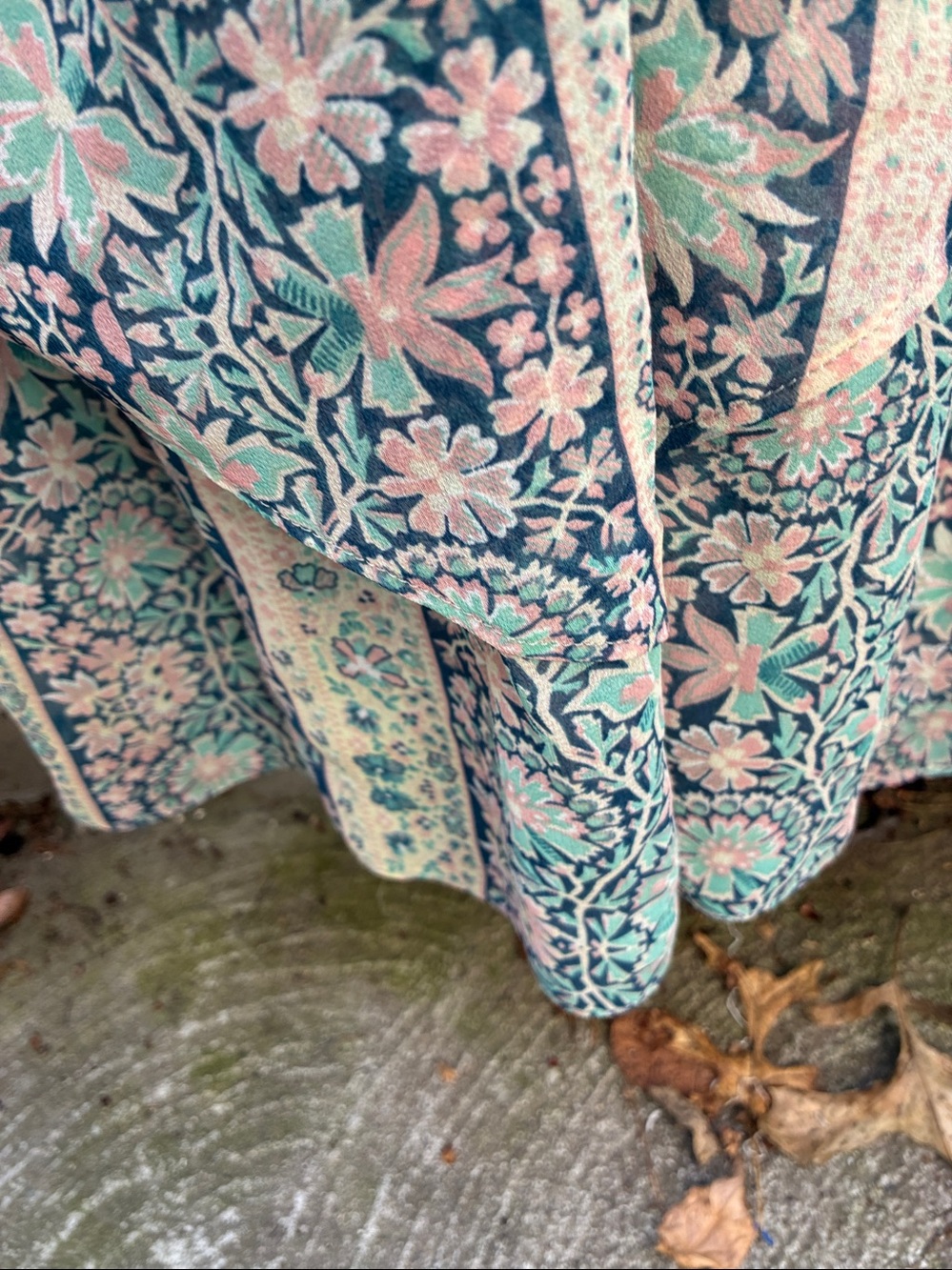 Fairy Core American Eagle Floral Boho Maxi Dress Mint Blush Handkerchief Sz M - Picture 7 of 12